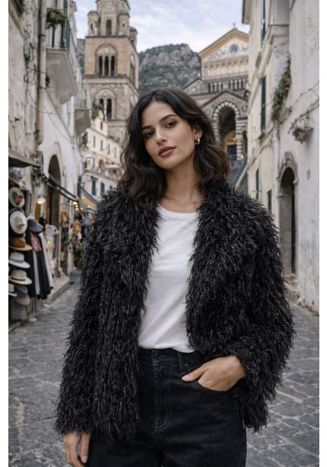 Cappotto Effetto Pelliccia Nera Weili Zheng WEILI ZHENG | Pelliccia | F25CS06B191